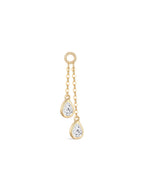 14K Solid Gold Double Layer Tassel Chain with Water Drop Design