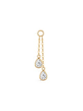 14K Solid Gold Double Layer Tassel Chain with Water Drop Design