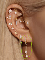 14K Solid Gold Double Layer Tassel Chain with Water Drop Design