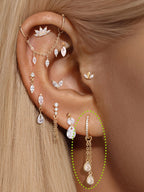 14K Solid Gold Double Layer Tassel Chain with Water Drop Design