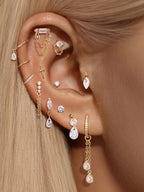 14K Solid Gold Double Layer Tassel Chain with Water Drop Design