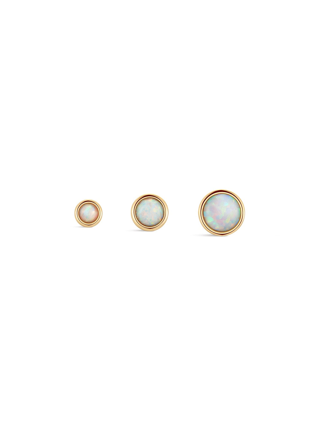 14K Solid Gold Opal Ear Studs for Piercing