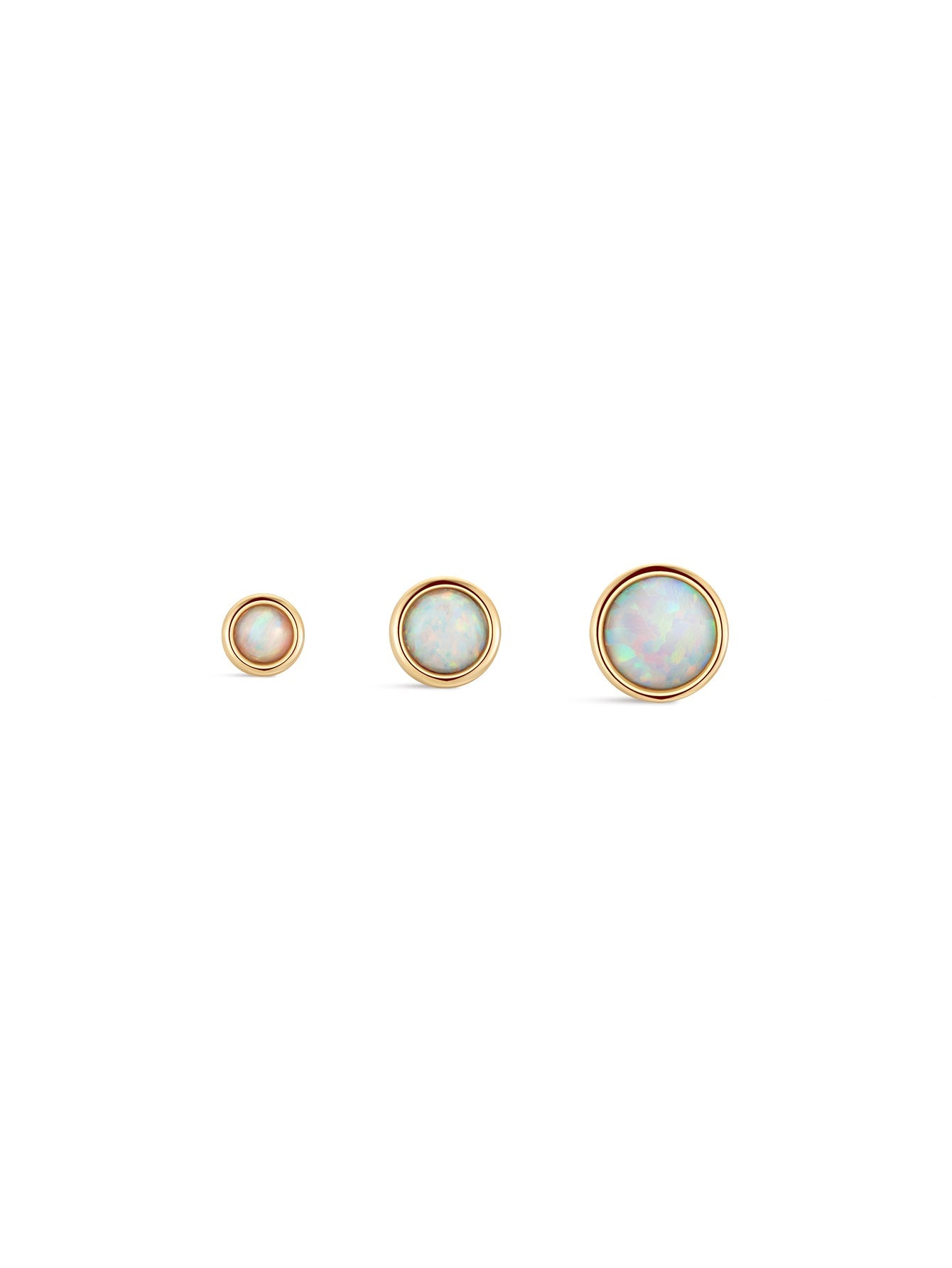 14K Solid Gold Opal Ear Studs for Piercing