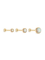 14K Solid Gold Opal Ear Studs for Piercing