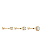 14K Solid Gold Opal Ear Studs for Piercing