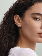 14K Solid Gold Mini Zircon Stud Earrings for Ear Piercing