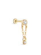14K Solid Gold Double Bezel Flatback Stud Earrings