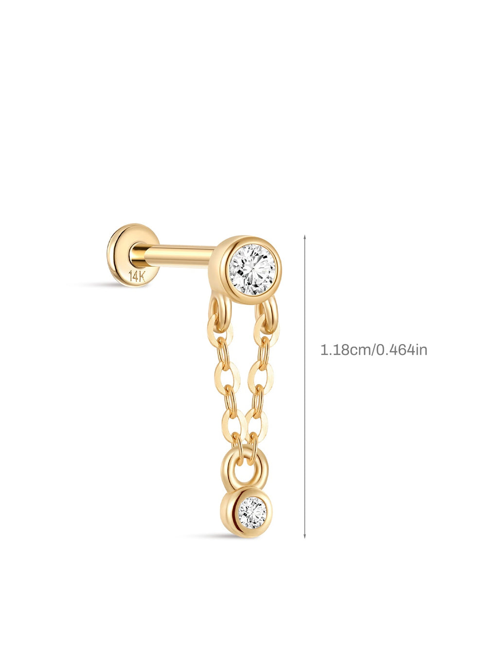 14K Solid Gold Double Bezel Flatback Stud Earrings