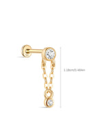 14K Solid Gold Double Bezel Flatback Stud Earrings