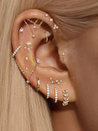 14K Solid Gold Double Bezel Flatback Stud Earrings