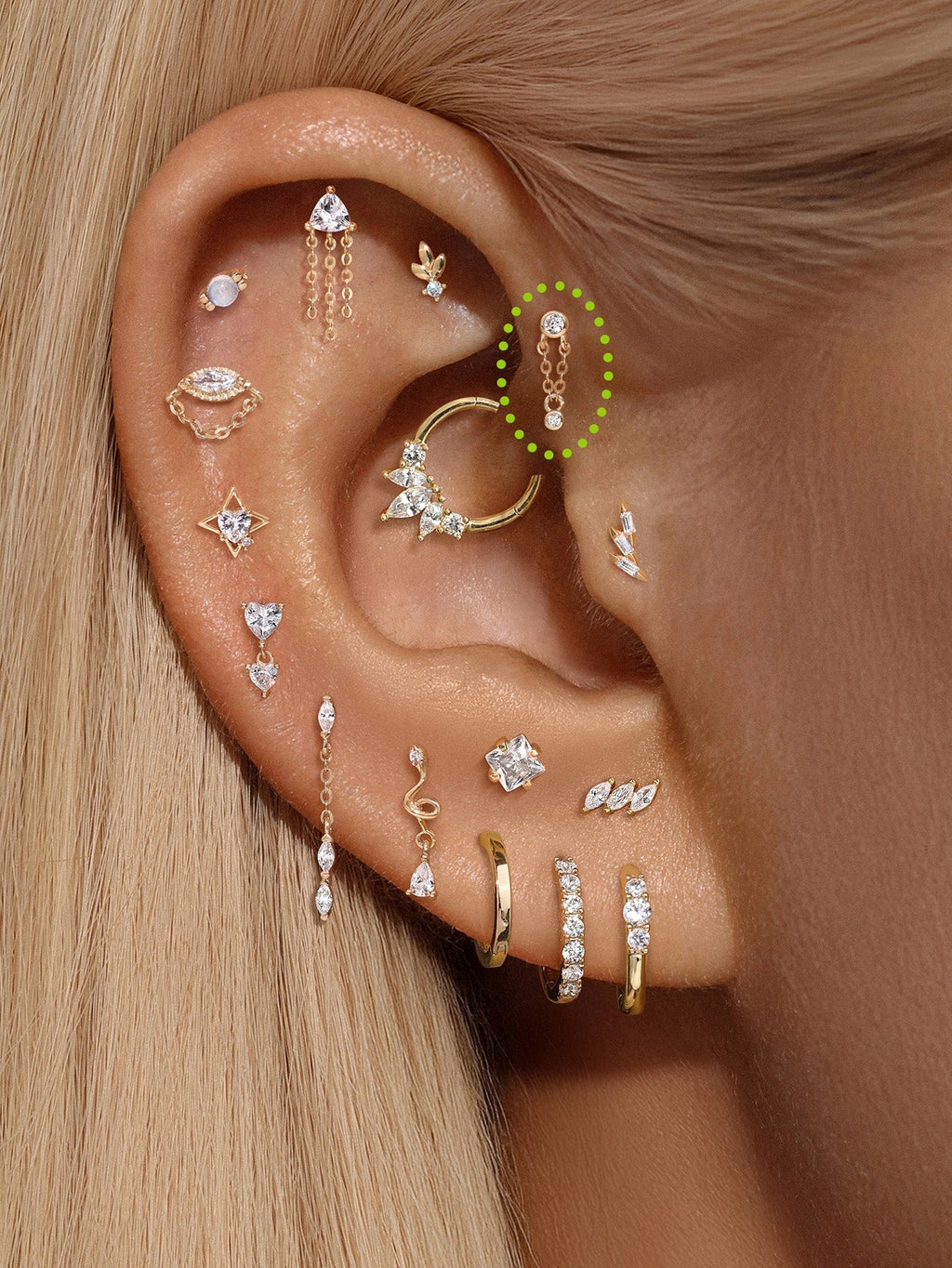 14K Solid Gold Double Bezel Flatback Stud Earrings