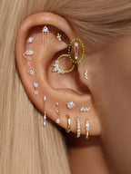 14K Solid Gold Double Bezel Flatback Stud Earrings