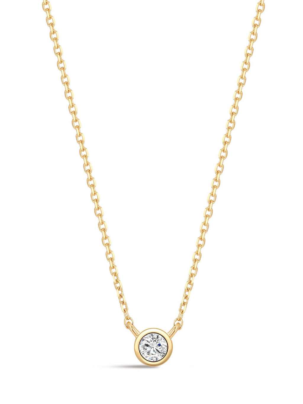 14K Solid Gold Dainty Sparkling Bezel Zircon Necklace