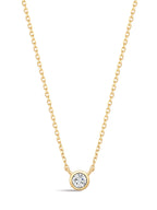14K Solid Gold Dainty Sparkling Bezel Zircon Necklace