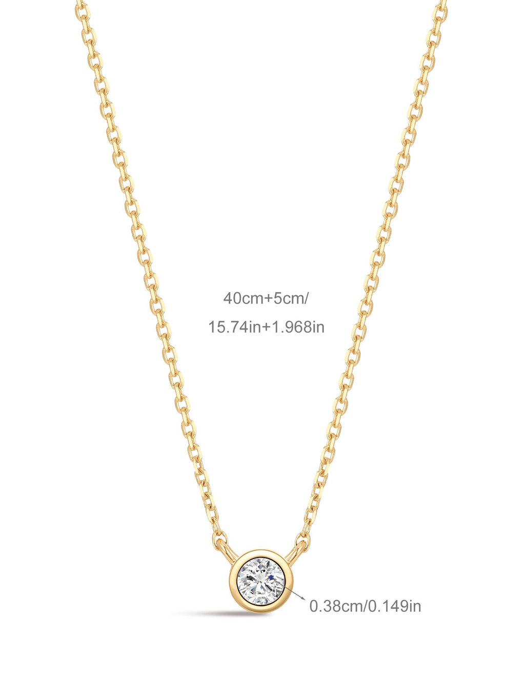 14K Solid Gold Dainty Sparkling Bezel Zircon Necklace