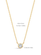 14K Solid Gold Dainty Sparkling Bezel Zircon Necklace