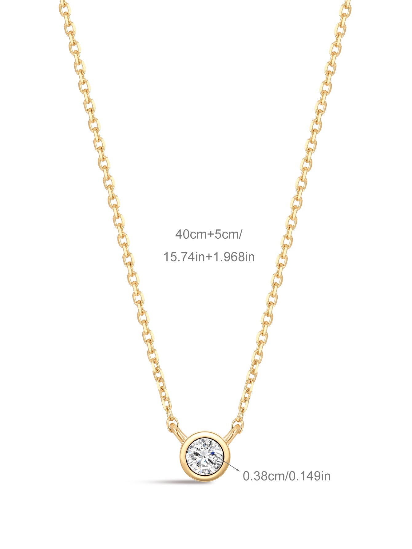 14K Solid Gold Dainty Sparkling Bezel Zircon Necklace