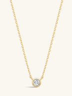 14K Solid Gold Dainty Sparkling Bezel Zircon Necklace
