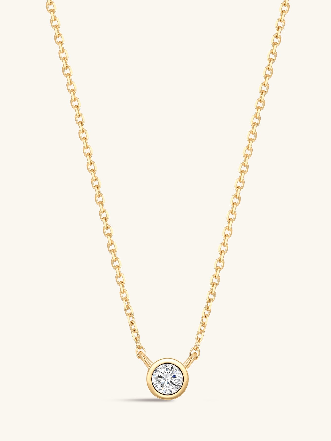 14K Solid Gold Dainty Sparkling Bezel Zircon Necklace