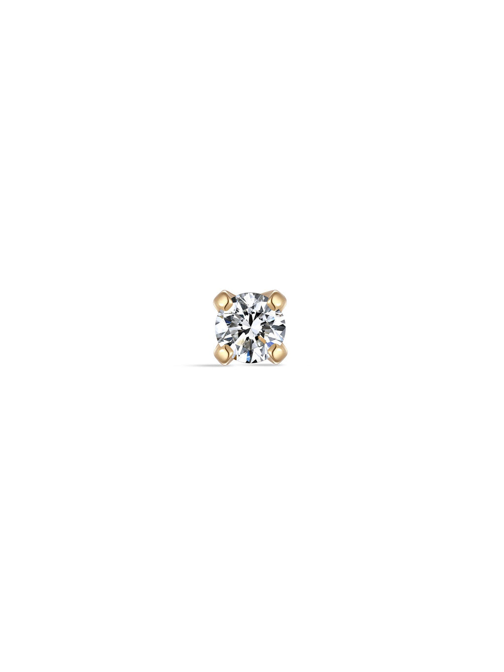 14K Solid Gold Mini Zircon Stud Earrings for Ear Piercing