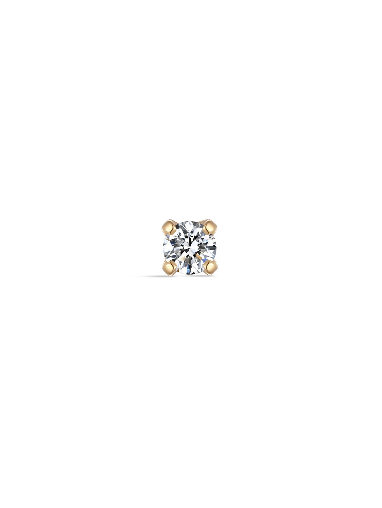 14K Solid Gold Mini Zircon Stud Earrings for Ear Piercing