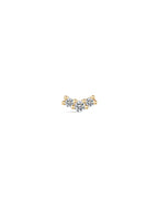 14K Solid Gold Pave Curved Ear Stud for Piercing