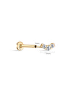 14K Solid Gold Pave Curved Ear Stud for Piercing