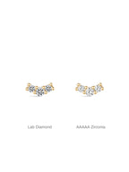 14K Solid Gold Pave Curved Ear Stud for Piercing