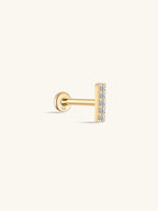 14K Solid Gold Mini Zircon Stud Earrings for Ear Piercing
