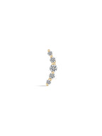 14K Solid Gold Pave Crescent Ear Stud for Piercing