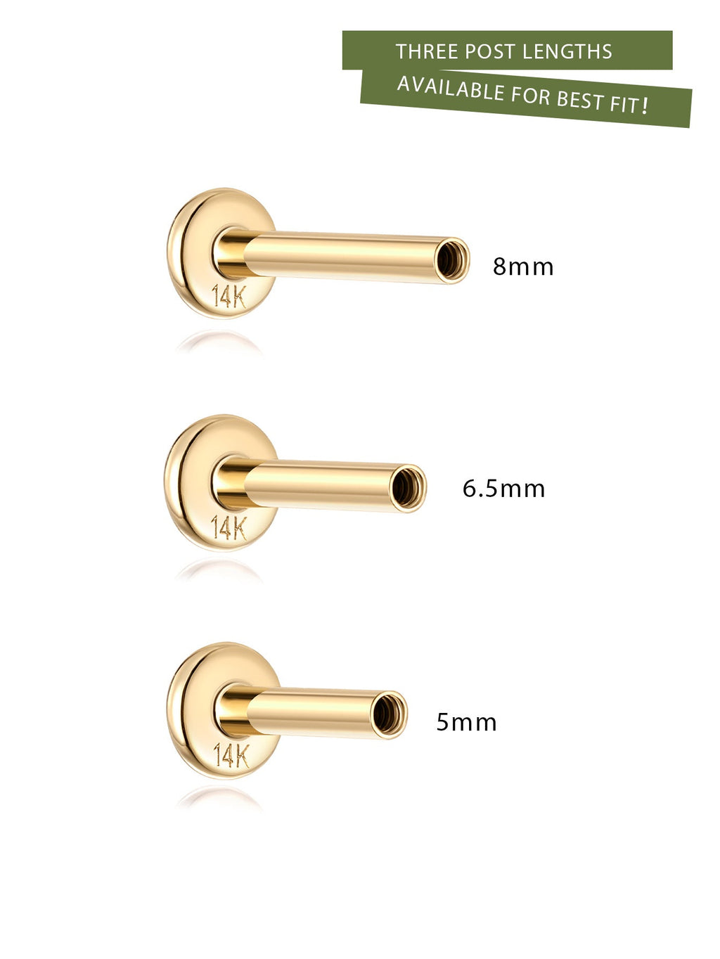 14K Solid Gold Glossy Star Ear Piercing Stud