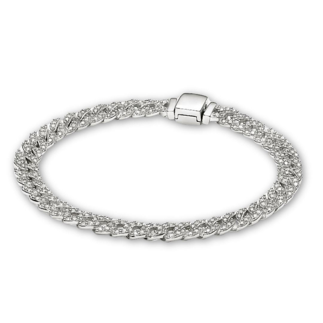 White Gold Pave Cuban Bracelet