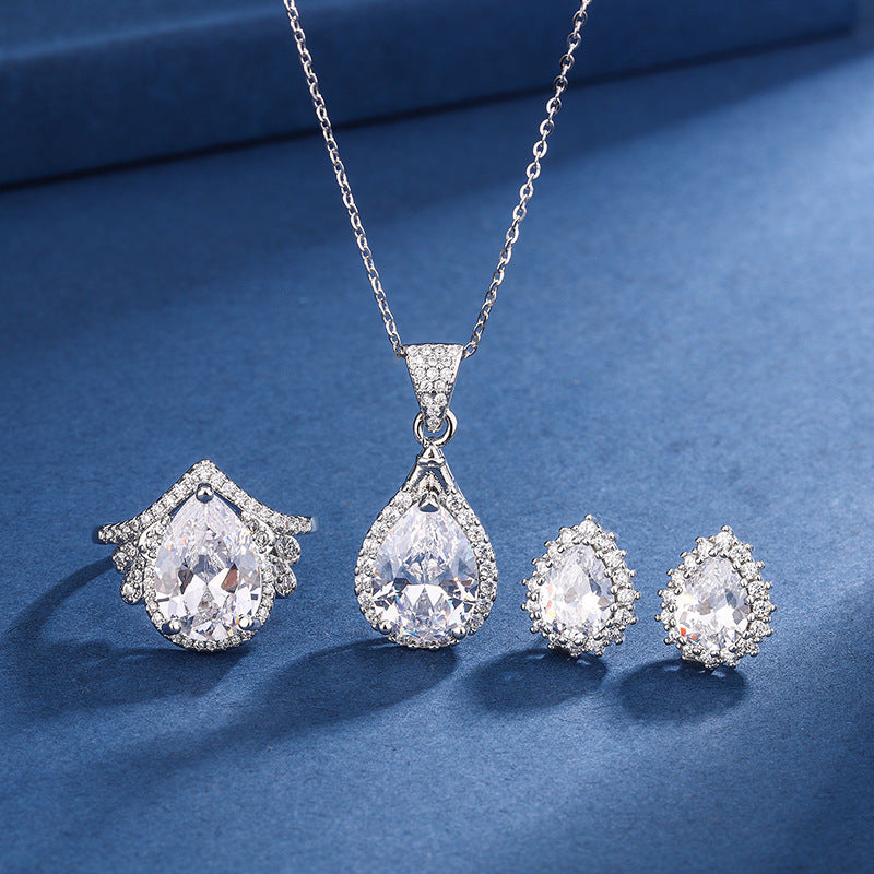 White Aria Teardrop Jewelry Set