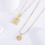 Gold Pavé Initial Necklace Set