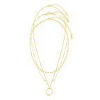 Gold Three-Row Open Circle Necklace