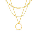 Gold Three-Row Open Circle Necklace