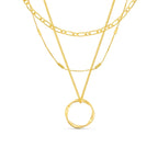 Gold Three-Row Open Circle Necklace
