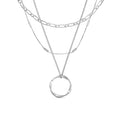 Three-Row Open Circle Necklace in White Gold