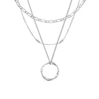 Three-Row Open Circle Necklace in White Gold