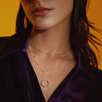 Three-Row Open Circle Necklace in White Gold