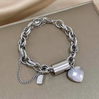 Chunky Heart-Inspired Bracelet in White Gold