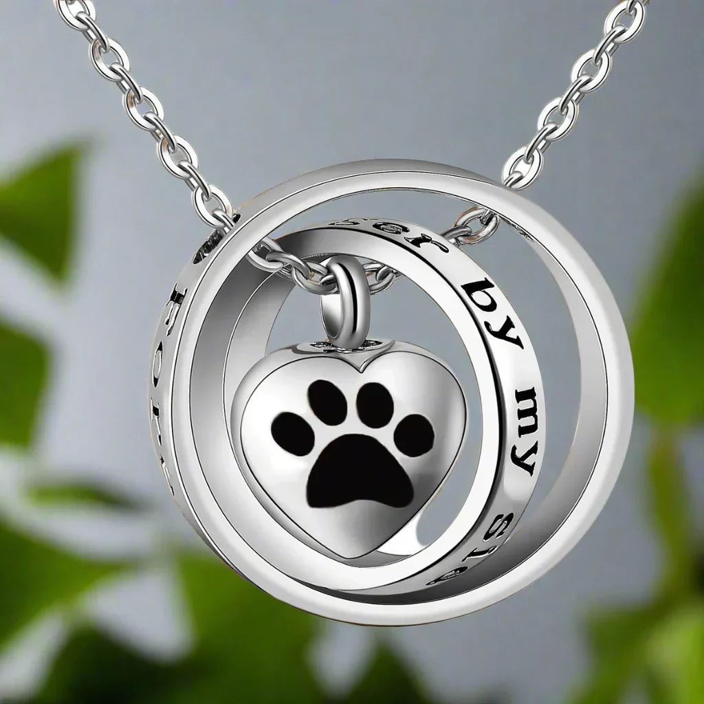 Stainless Steel Paw Print Urn Necklace