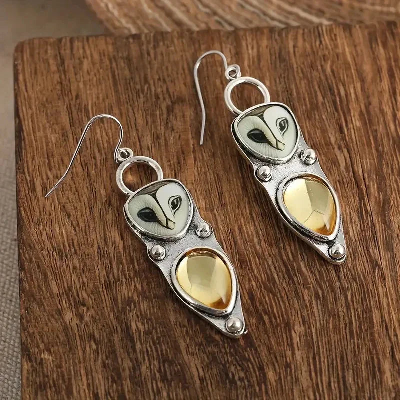 Champagne Stone Owl Earrings