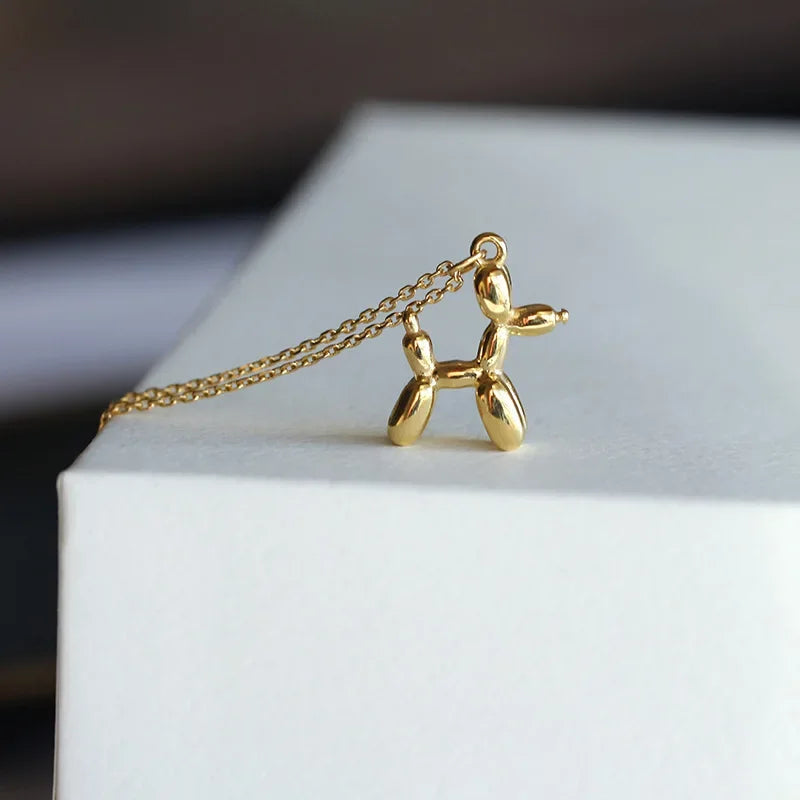 Gold Hot Air Balloon Dog Pendant – Fun Women's Necklace