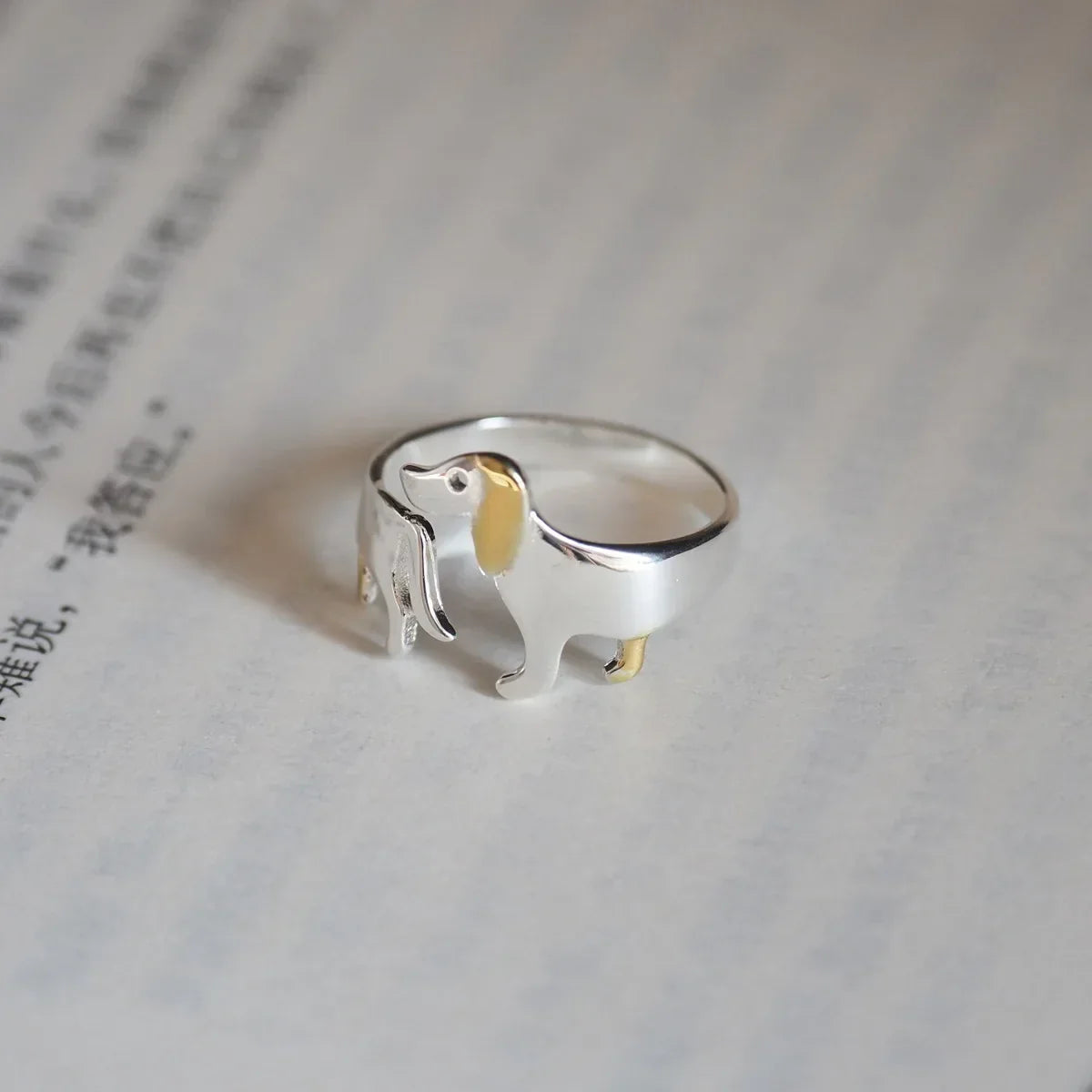 Handcrafted Adjustable Dachshund Ring for Women