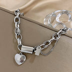 Chunky Heart-Inspired Bracelet in White Gold