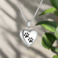 Heart-Shaped Paw Print Pet Memorial Necklace