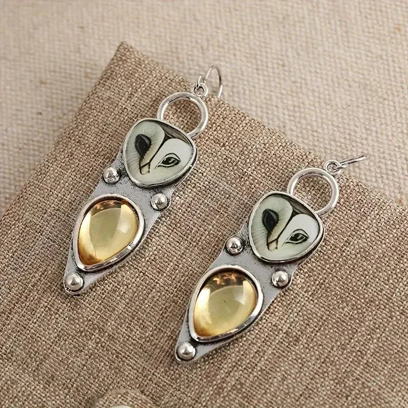 Champagne Stone Owl Earrings