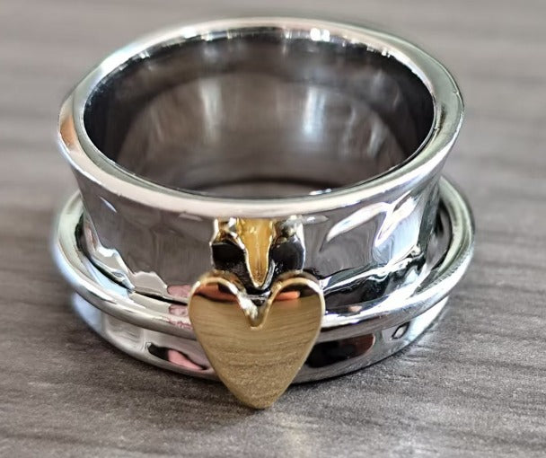 MINDY | Silver and Gold Heart Ring