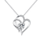 Gold Double Heart Necklace Adorned with Zirconia